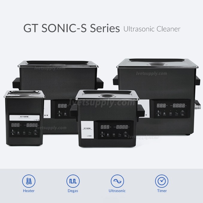 GT SONIC S-Series 2-9L 50-200W Touch Panel Ultrasonic Cleaner with Hot Water Cleaning